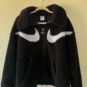Nike Black and White Fleece Jacket